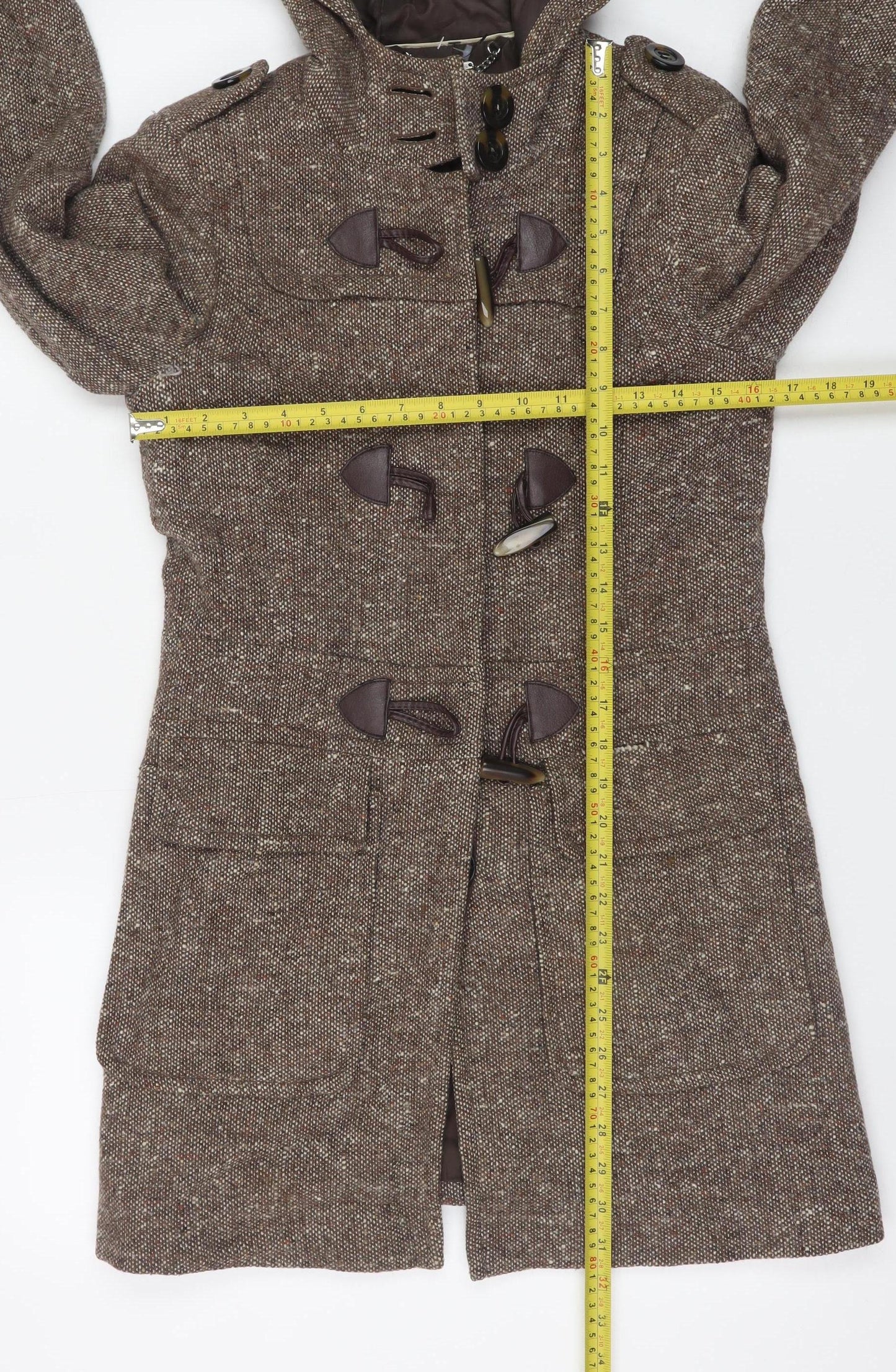 Laura Ashley Women's Brown Wool Blend Duffle Coat Size 8