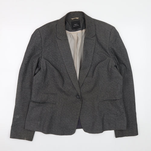 Next Women Grey Blazer Jacket UK 18 Tailored Classic Lined Stretch