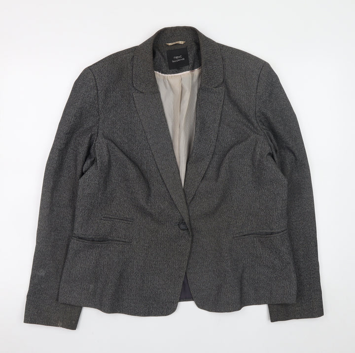 Next Women Grey Blazer Jacket UK 18 Tailored Classic Lined Stretch