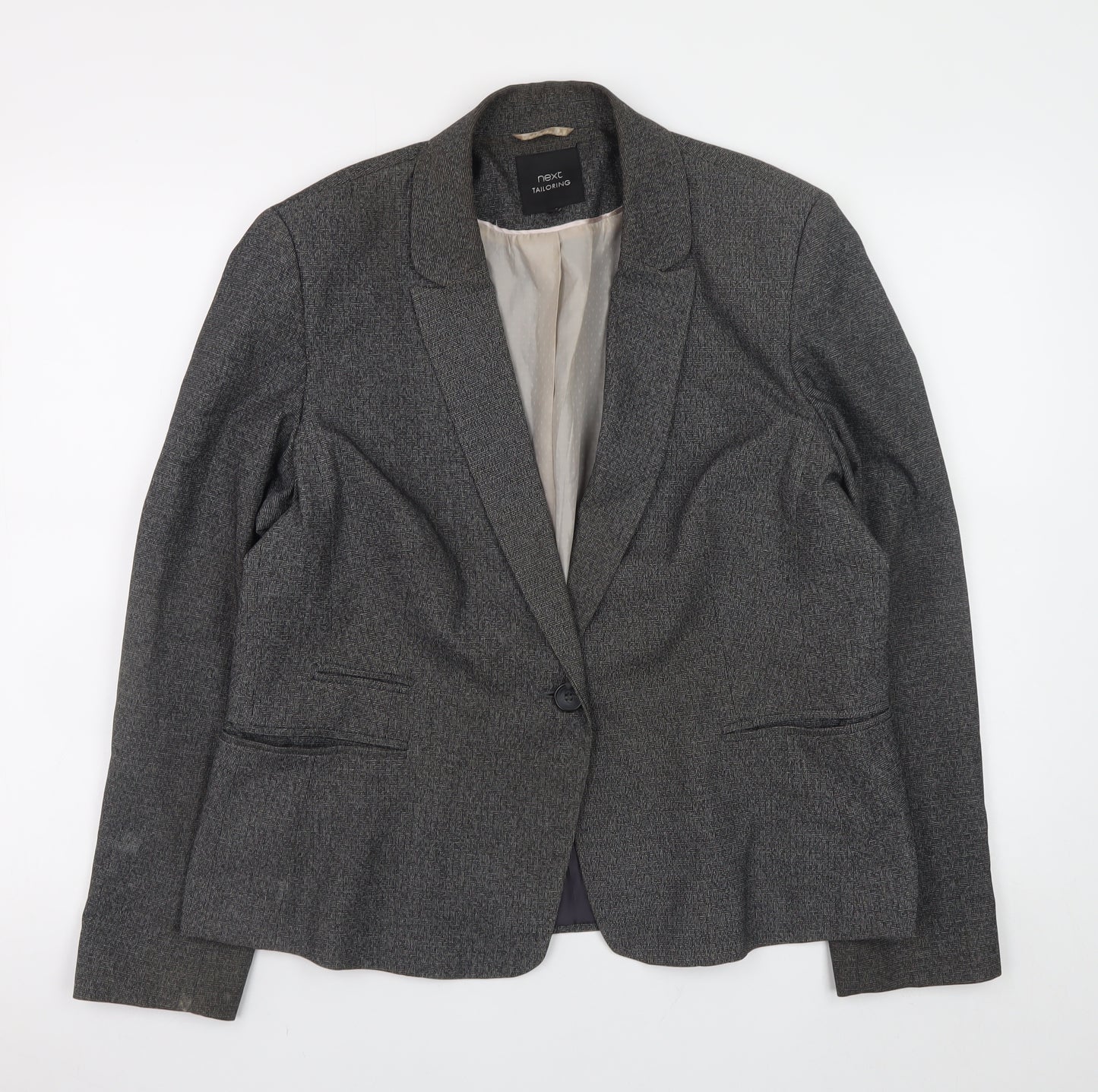 Next Women Grey Blazer Jacket UK 18 Tailored Classic Lined Stretch