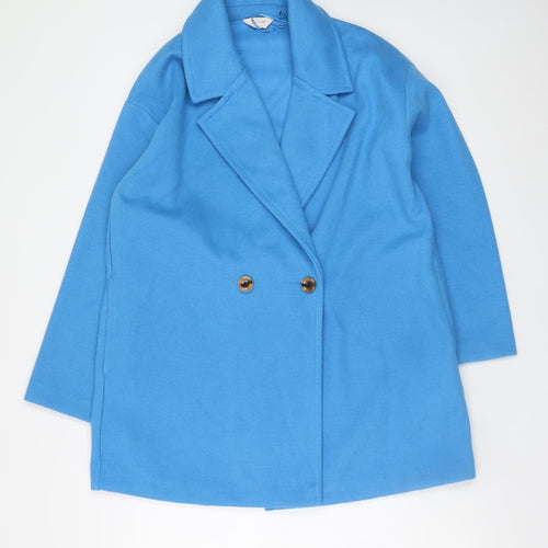 Tu Women’s Blue Size 14 Long Sleeve Mid-Length Overcoat