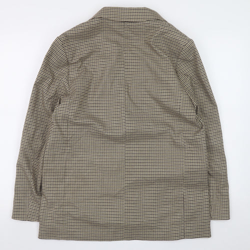 H&M Women Beige Checked Blazer S Classic Work Office Jacket