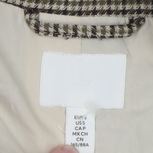 H&M Women Beige Checked Blazer S Classic Work Office Jacket