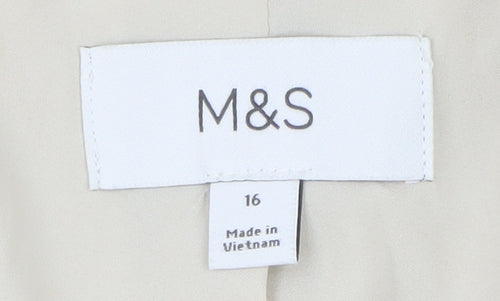 Marks and Spencer Women Beige Linen Blend Cropped Blazer Size 16