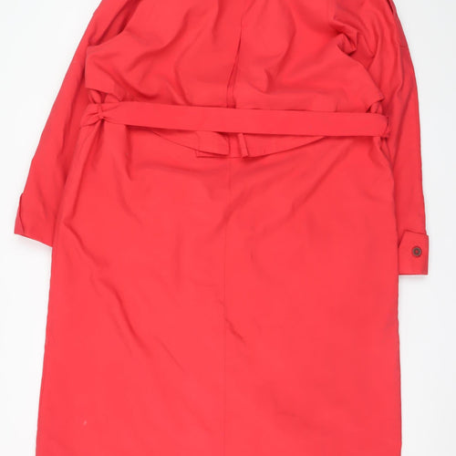 Nuage Women Red Long Trench Coat Belted Waterproof Size 14