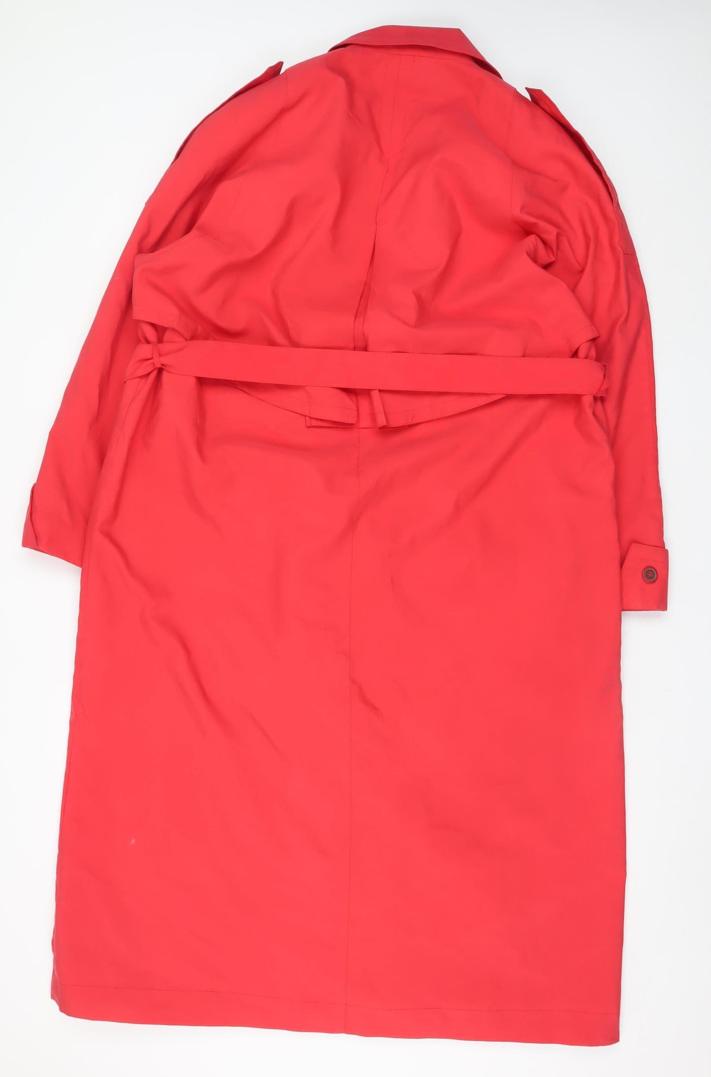 Nuage Women Red Long Trench Coat Belted Waterproof Size 14