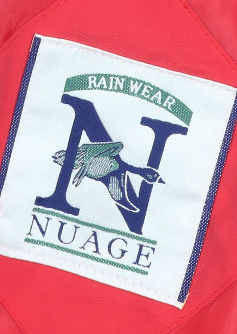 Nuage Women Red Long Trench Coat Belted Waterproof Size 14