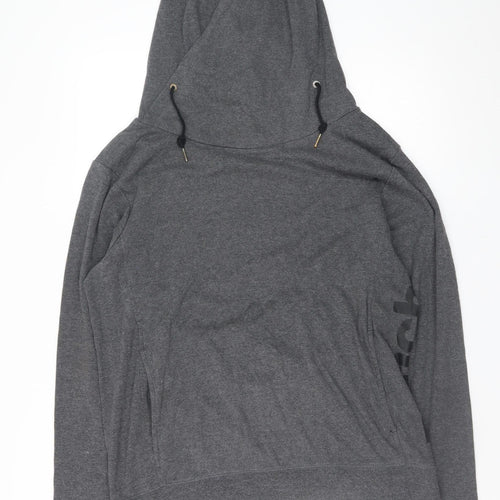 Bench Women's Grey Large Pullover Hoodie with Drawstring Cowl Neck