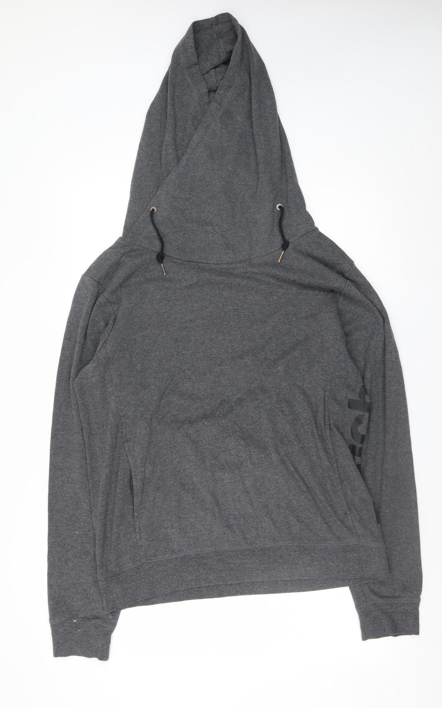 Bench Women's Grey Large Pullover Hoodie with Drawstring Cowl Neck