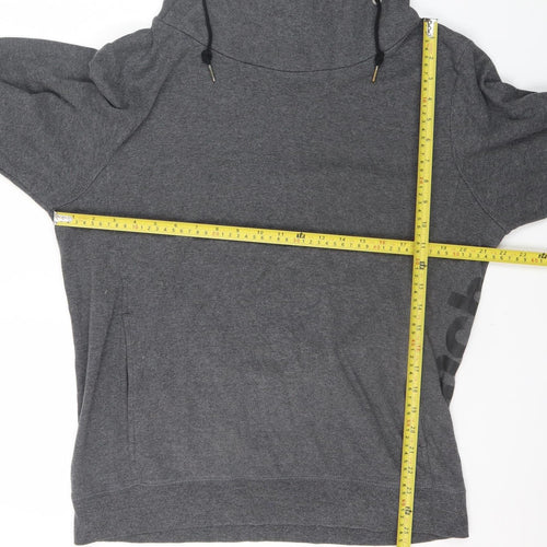 Bench Women's Grey Large Pullover Hoodie with Drawstring Cowl Neck