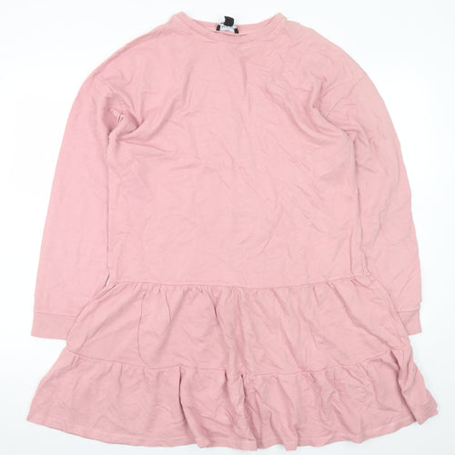 New Look Women Pink Long Sleeve Trapeze Swing Dress Size 12