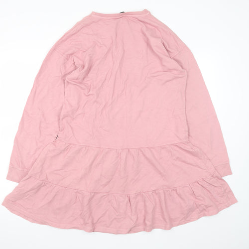 New Look Women Pink Long Sleeve Trapeze Swing Dress Size 12