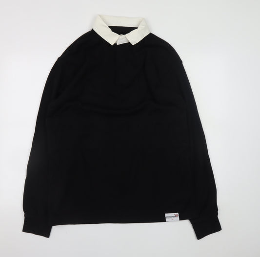 Europa Sports Men's Black Collared Rugby Sweatshirt XL Pullover