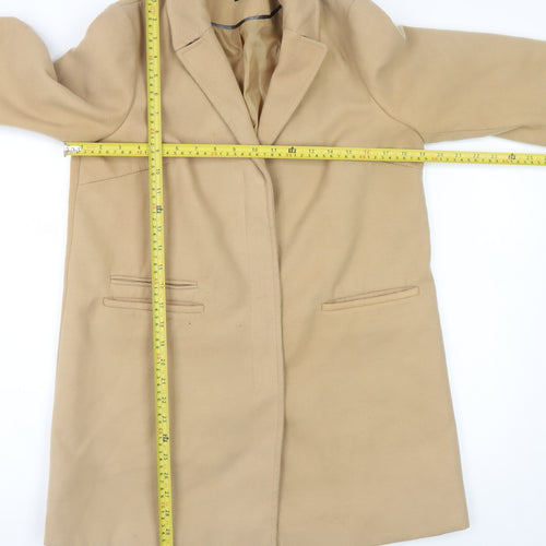 Topshop Petite Beige Mid-Length Single-Breasted Coat UK 10