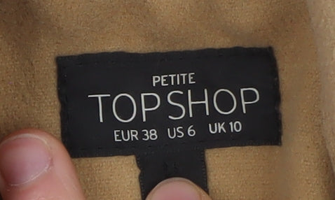 Topshop Petite Beige Mid-Length Single-Breasted Coat UK 10