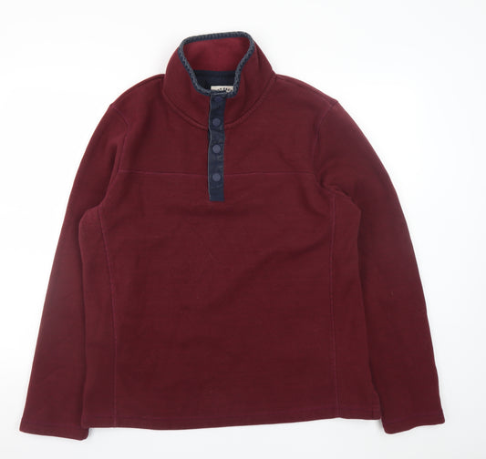 Fat Face Men's Red Henley Sweatshirt Size L Heavyweight Cotton Blend