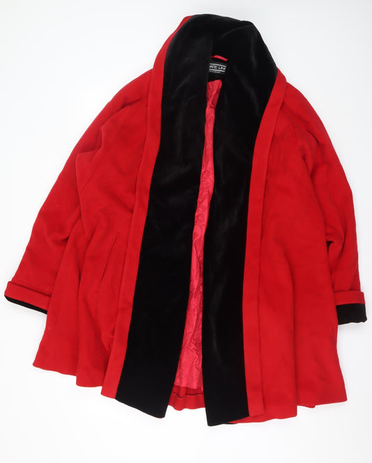 Private Line Women's Red Wool Cashmere Mid-Length Coat UK 10