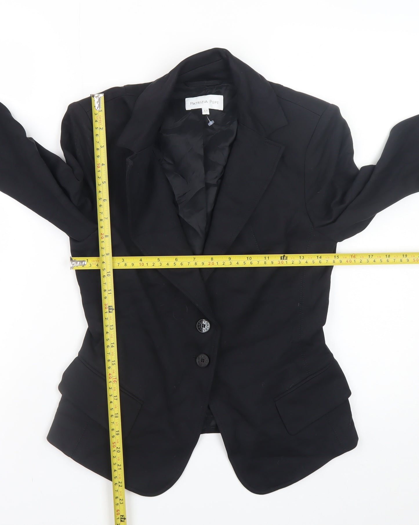 Patrizia Pepe Women's Black Blazer Size 12 Slim Fit Classic Jacket