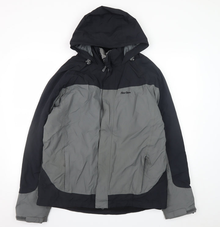 Peter Storm Men's Grey Waterproof Hooded Rain Jacket M