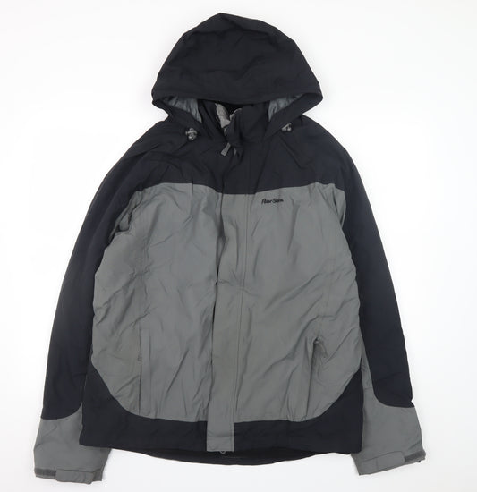 Peter Storm Men's Grey Waterproof Hooded Rain Jacket M
