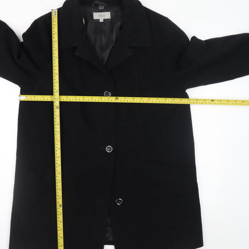 Marks and Spencer Women's Black Wool Blend Overcoat Size 14 Classic Style