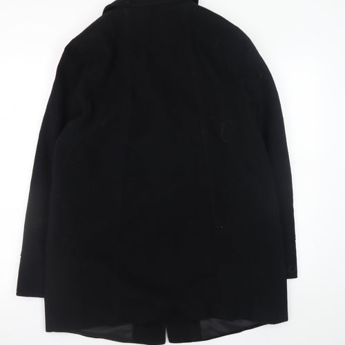 Marks and Spencer Women's Black Wool Blend Overcoat Size 14 Classic Style