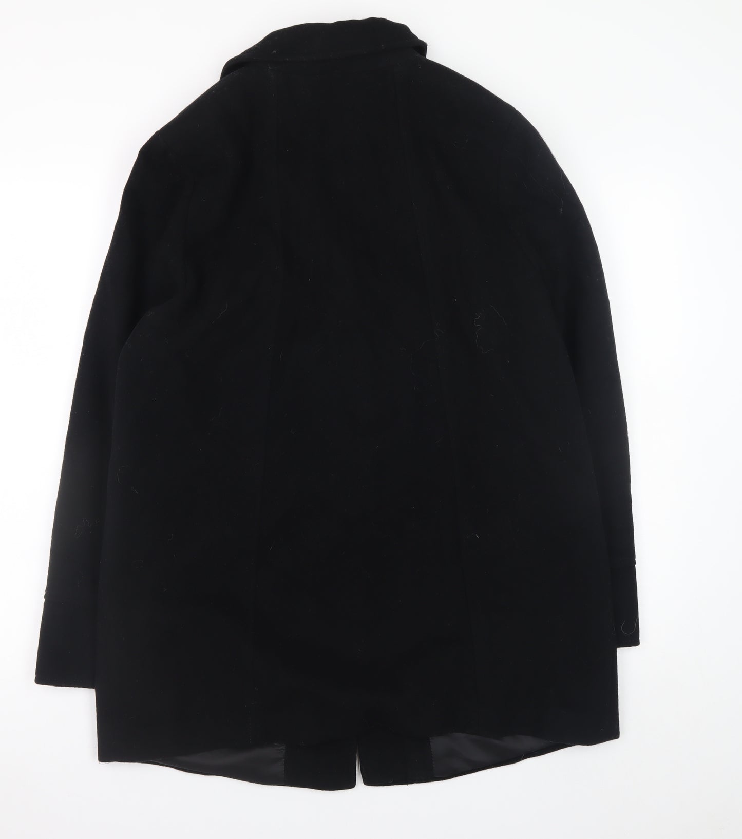 Marks and Spencer Women's Black Wool Blend Overcoat Size 14 Classic Style
