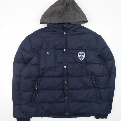 LUFC Men's Blue 3XL Puffer Jacket Hooded Winter Coat