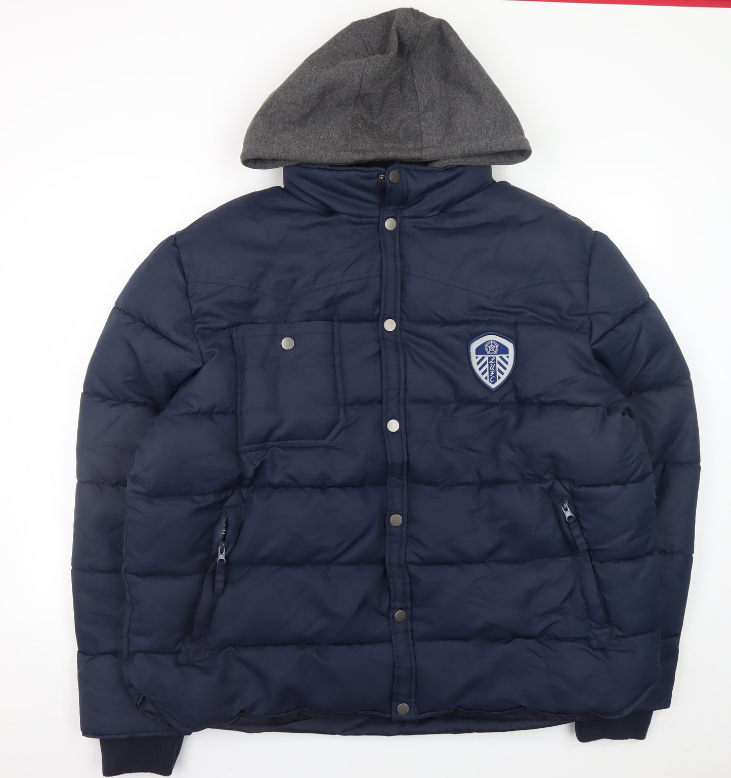 LUFC Men's Blue 3XL Puffer Jacket Hooded Winter Coat