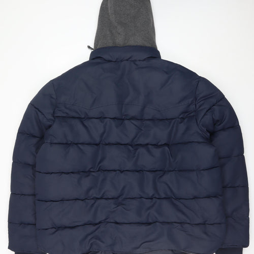 LUFC Men's Blue 3XL Puffer Jacket Hooded Winter Coat