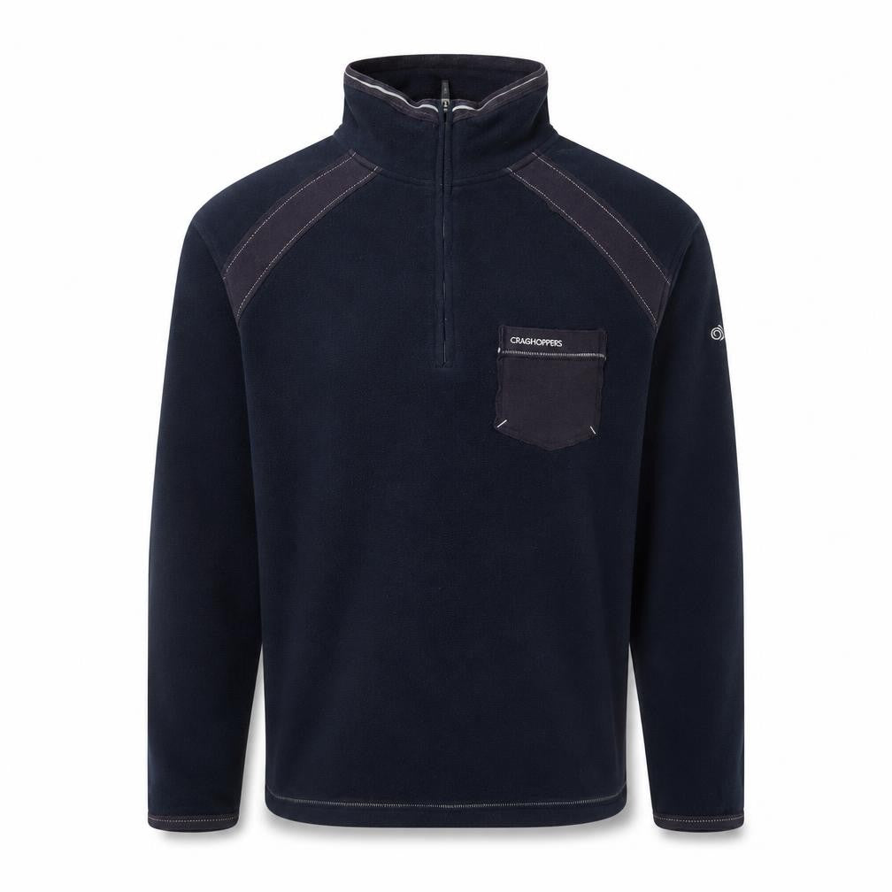 Front view of Craghoppers Men's Blue Fleece 1/4 Zip Pullover Sweatshirt M