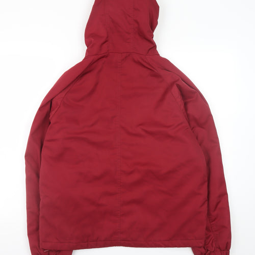 Stay Womens Red Hooded Puffer Jacket Size M Polyester Winter Coat