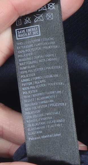 Topshop Women Navy Blue Bomber Jacket UK 8 Polyester Zip Pockets