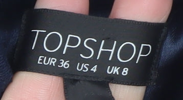 Topshop Women Navy Blue Bomber Jacket UK 8 Polyester Zip Pockets