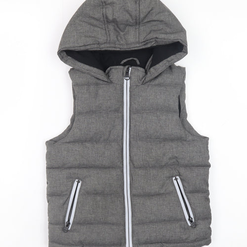Urban Boy Grey Hooded Padded Bodywarmer Waistcoat Boys 4 Years