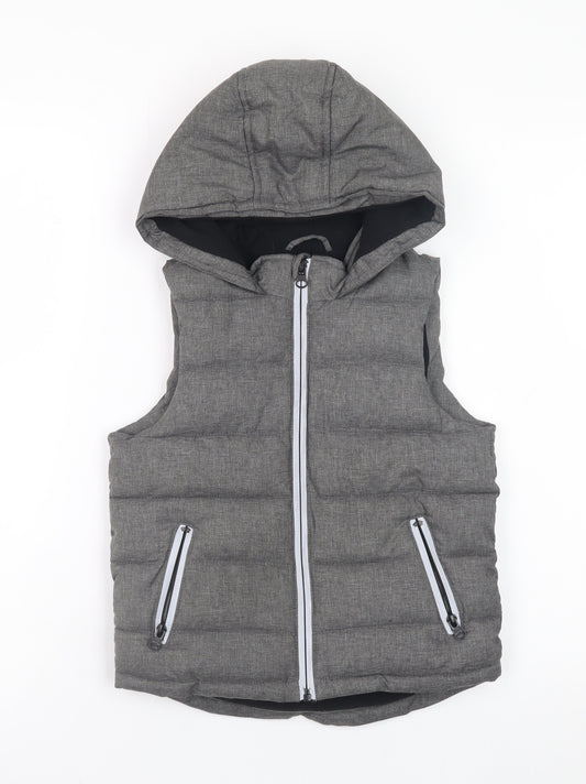 Urban Boy Grey Hooded Padded Bodywarmer Waistcoat Boys 4 Years