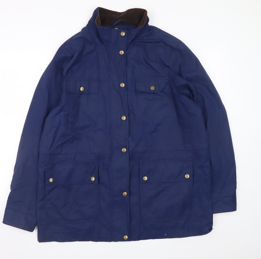 Lands' End Men's Blue Waterproof Cotton Nylon Parka Jacket L