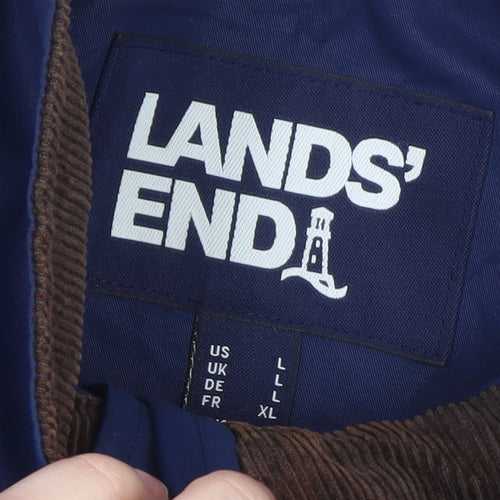 Lands' End Men's Blue Waterproof Cotton Nylon Parka Jacket L