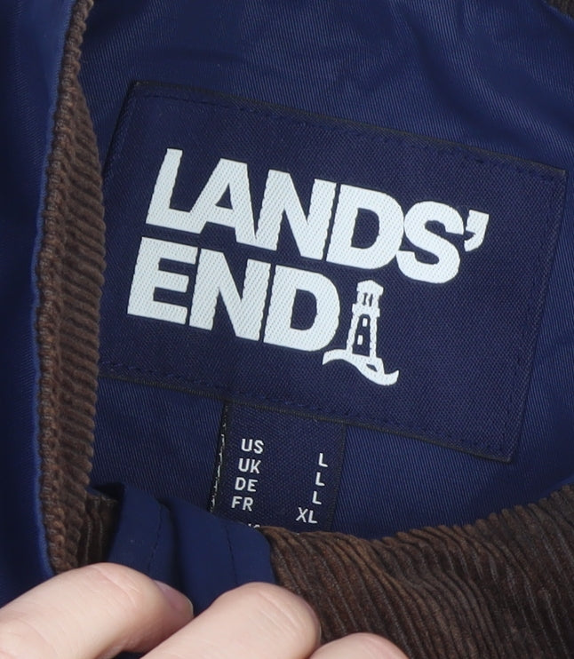Lands' End Men's Blue Waterproof Cotton Nylon Parka Jacket L