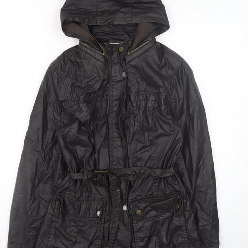 Marks and Spencer Womens Brown Hooded Belted Parka Jacket Size 10