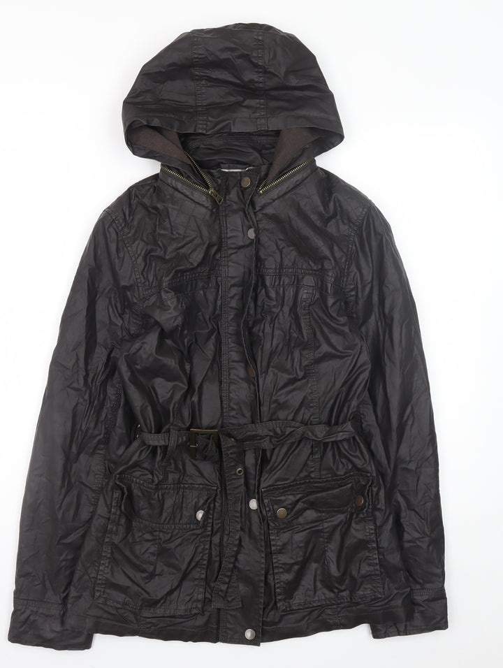 Marks and Spencer Womens Brown Hooded Belted Parka Jacket Size 10