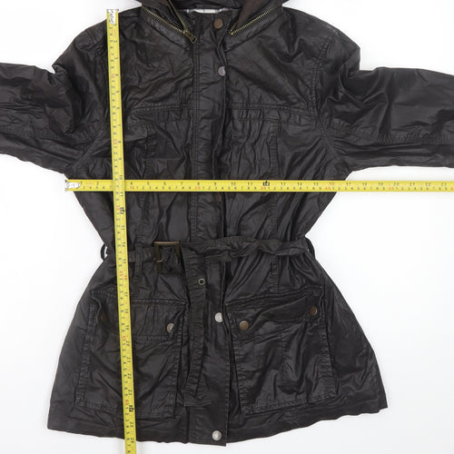 Marks and Spencer Womens Brown Hooded Belted Parka Jacket Size 10