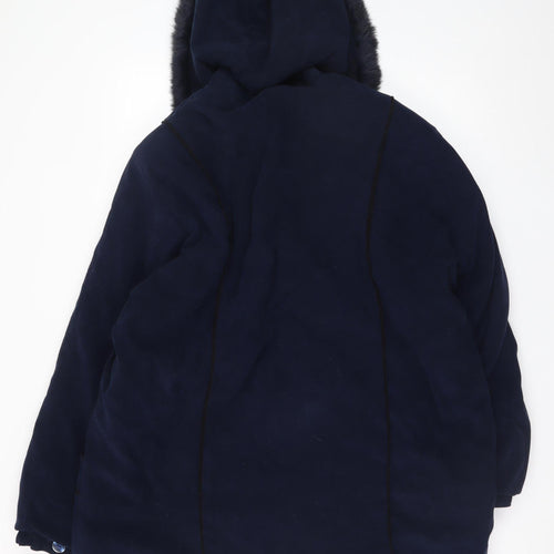 Danpol Women's Blue L Hooded Faux Fur Trim Parka Coat Size L