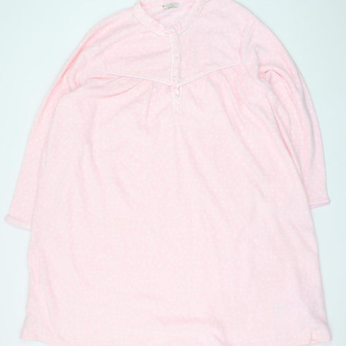 Marks and Spencer Women Pink Fleece Long Sleeve Nightshirt Size 24-26