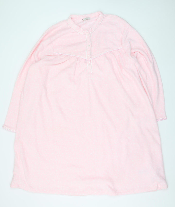 Marks and Spencer Women Pink Fleece Long Sleeve Nightshirt Size 24-26