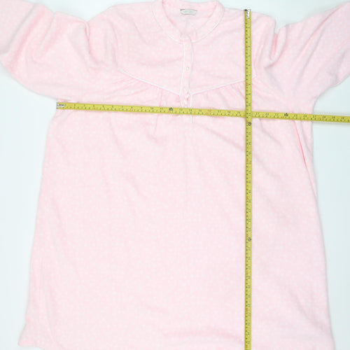 Marks and Spencer Women Pink Fleece Long Sleeve Nightshirt Size 24-26