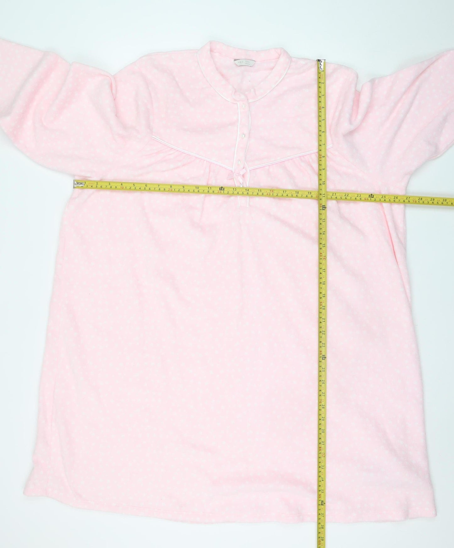 Marks and Spencer Women Pink Fleece Long Sleeve Nightshirt Size 24-26