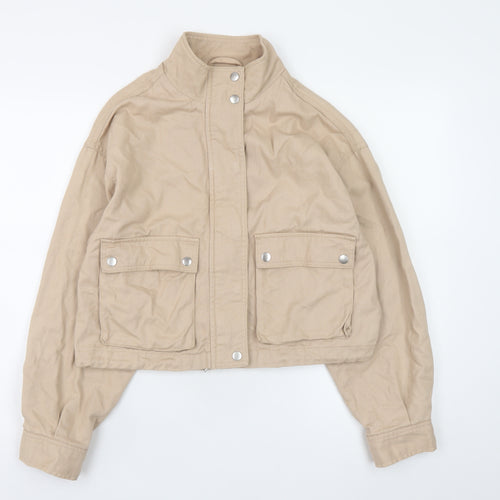 New Look Women Beige Cropped Cotton Basic Jacket UK 10