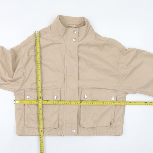 New Look Women Beige Cropped Cotton Basic Jacket UK 10