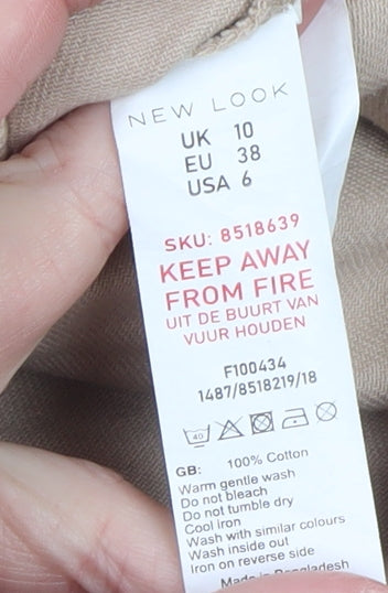 New Look Women Beige Cropped Cotton Basic Jacket UK 10